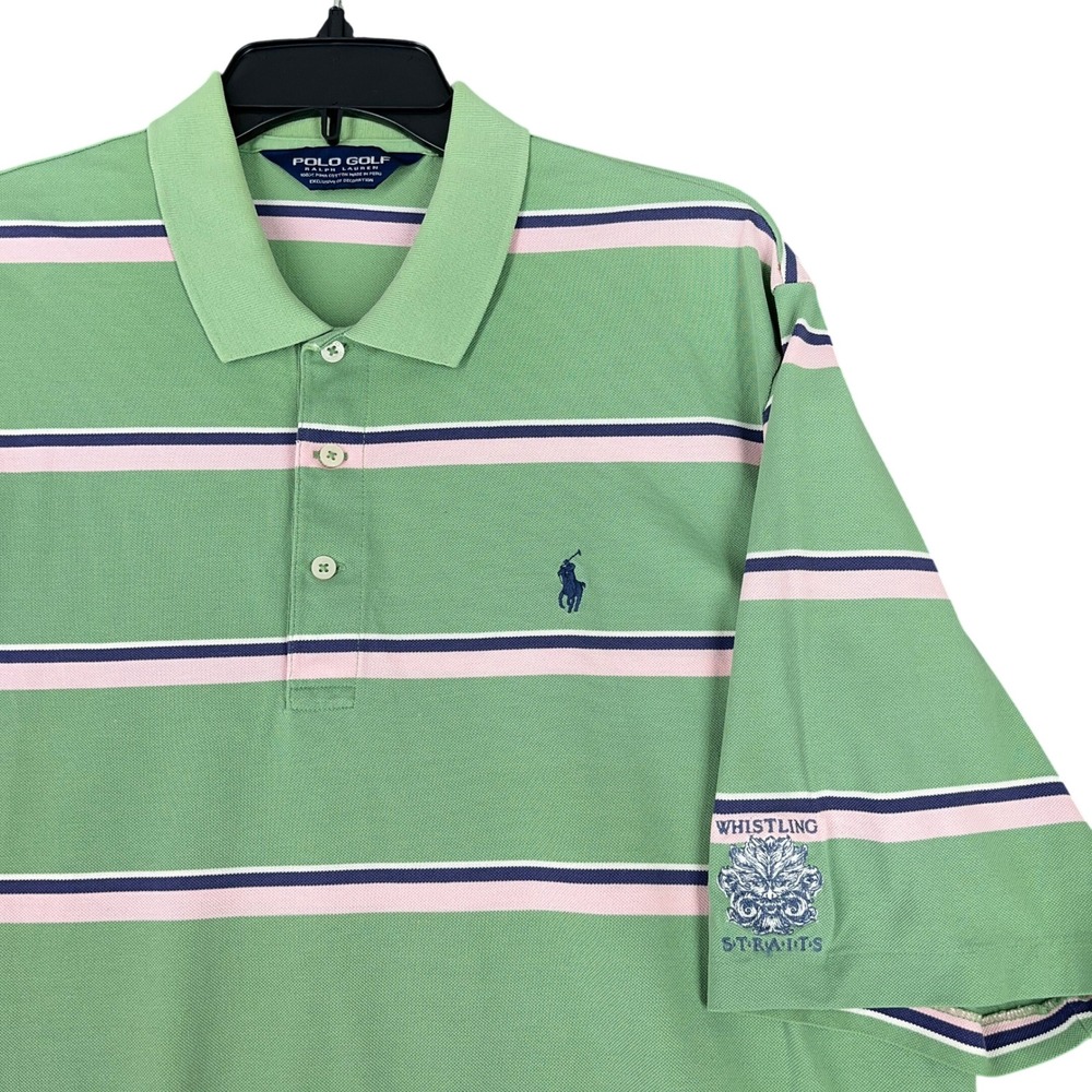 Whistling Straights Polo Golf Ralph Lauren Shirt Striped Pima Cotton Peru Men XL